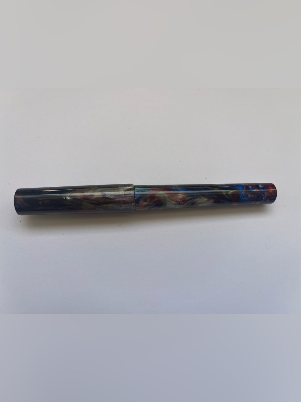 New Just Turnings Fountain Pen Resin Overpour Broad Nib Writing Rainbow Sparkle